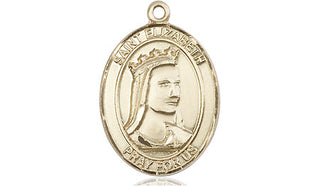 14kt Gold Saint Elizabeth of Hungary Medal Engraved Catholic Saint Jewelry
