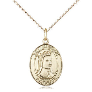 14kt Gold Saint Elizabeth of Hungary Medal Engraved Catholic Saint Jewelry