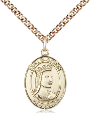 14kt Gold Saint Elizabeth of Hungary Medal Engraved Catholic Saint Jewelry