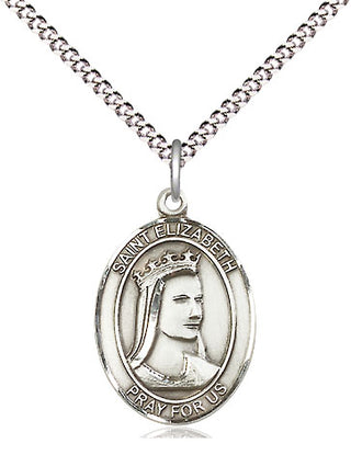Sterling Silver Saint Elizabeth of Hungary Medal Religious Jewelry Engraved Catholic Saint Jewelry