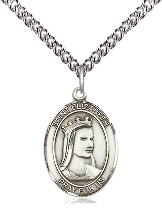 Sterling Silver Saint Elizabeth of Hungary Medal Religious Jewelry Engraved Catholic Saint Jewelry