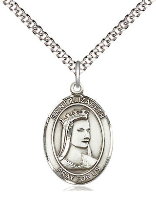 Sterling Silver Saint Elizabeth of Hungary Medal Religious Jewelry Engraved Catholic Saint Jewelry