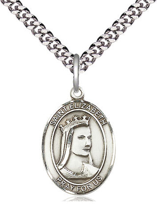 Sterling Silver Saint Elizabeth of Hungary Medal Religious Jewelry Engraved Catholic Saint Jewelry