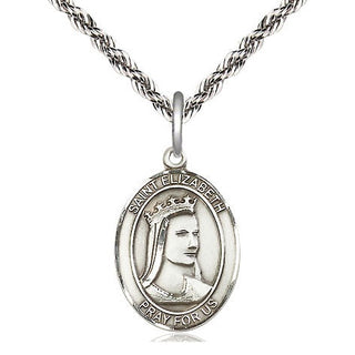 Sterling Silver Saint Elizabeth of Hungary Medal Religious Jewelry Engraved Catholic Saint Jewelry