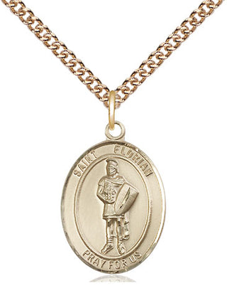 14kt Gold Saint Florian Medal Engraved Catholic Saint Jewelry