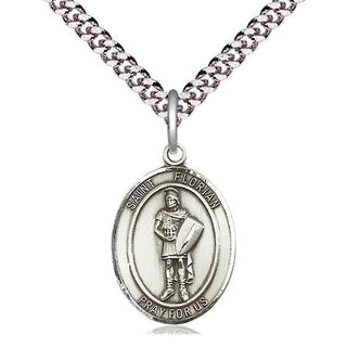 Pewter Saint Florian Medal Religious Jewelry Engraved Catholic Saint Jewelry