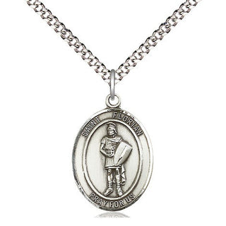 Pewter Saint Florian Medal Religious Jewelry Engraved Catholic Saint Jewelry