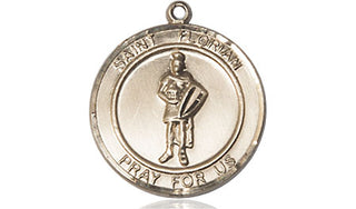 14kt Gold Saint Florian Medal Engraved Catholic Saint Jewelry