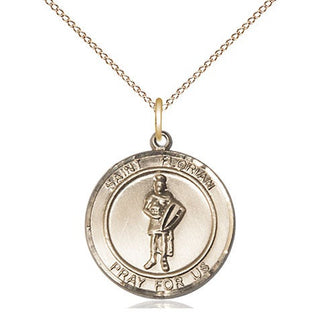 14kt Gold Saint Florian Medal Engraved Catholic Saint Jewelry
