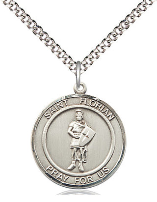 Pewter Saint Florian Medal Religious Jewelry Engraved Catholic Saint Jewelry