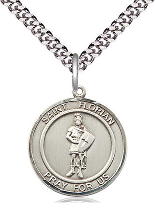 Pewter Saint Florian Medal Religious Jewelry Engraved Catholic Saint Jewelry