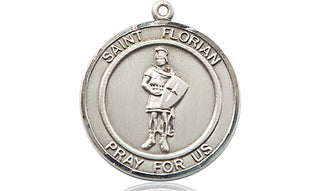 Sterling Silver Saint Florian Medal Religious Jewelry Engraved Catholic Saint Jewelry
