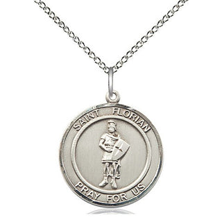 Sterling Silver Saint Florian Medal Religious Jewelry Engraved Catholic Saint Jewelry
