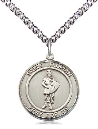 Sterling Silver Saint Florian Medal Religious Jewelry Engraved Catholic Saint Jewelry
