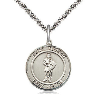 Sterling Silver Saint Florian Medal Religious Jewelry Engraved Catholic Saint Jewelry