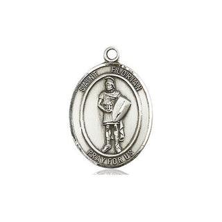 Sterling Silver Saint Florian Medal Religious Jewelry Engraved Catholic Saint Jewelry