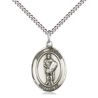 Sterling Silver Saint Florian Medal Religious Jewelry Engraved Catholic Saint Jewelry