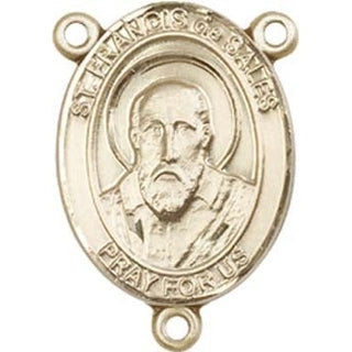 14kt Gold Filled Saint Francis de Sales Rosary Center Rosary Center Engraved Catholic Saint Jewelry