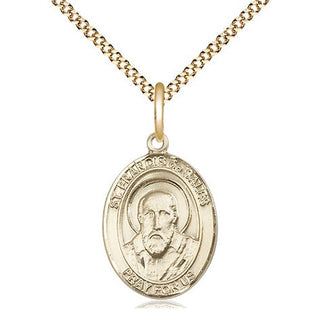 14kt Gold Filled Saint Francis de Sales Medal Religious Jewelry Engraved Catholic Saint Jewelry