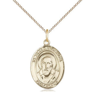 14kt Gold Filled Saint Francis de Sales Medal Religious Jewelry Engraved Catholic Saint Jewelry