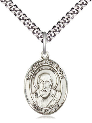 Pewter Saint Francis de Sales Medal Religious Jewelry Engraved Catholic Saint Jewelry