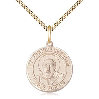 14kt Gold Filled Saint Francis de Sales Medal Religious Jewelry Engraved Catholic Saint Jewelry