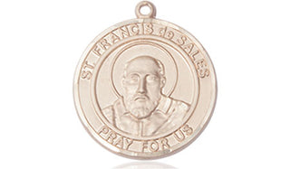 14kt Gold Saint Francis de Sales Medal Engraved Catholic Saint Jewelry