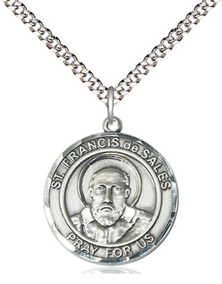 Pewter Saint Francis de Sales Medal Religious Jewelry Engraved Catholic Saint Jewelry