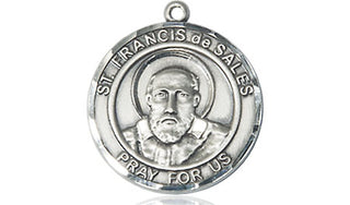 Sterling Silver Saint Francis de Sales Medal Religious Jewelry Engraved Catholic Saint Jewelry