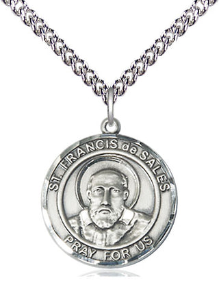 Sterling Silver Saint Francis de Sales Medal Religious Jewelry Engraved Catholic Saint Jewelry