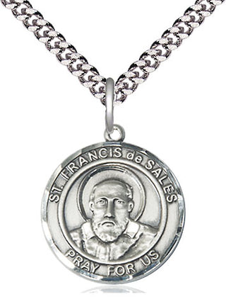 Sterling Silver Saint Francis de Sales Medal Religious Jewelry Engraved Catholic Saint Jewelry