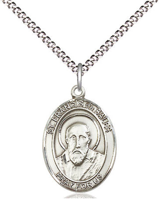 Sterling Silver Saint Francis de Sales Medal Religious Jewelry Engraved Catholic Saint Jewelry