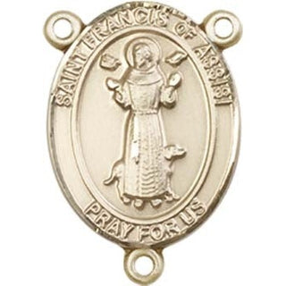 14kt Gold Filled Saint Francis of Assisi Rosary Center Rosary Center Engraved Catholic Saint Jewelry