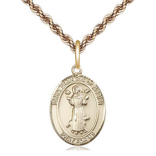14kt Gold Filled Saint Francis of Assisi Medal Religious Jewelry Engraved Catholic Saint Jewelry