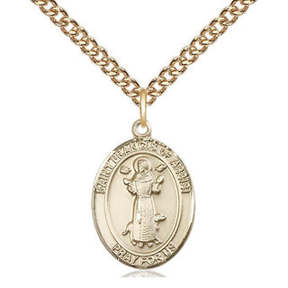 14kt Gold Saint Francis of Assisi Medal Engraved Catholic Saint Jewelry