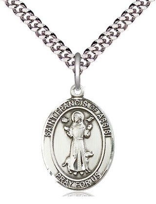 Pewter Saint Francis of Assisi Medal Religious Jewelry Engraved Catholic Saint Jewelry