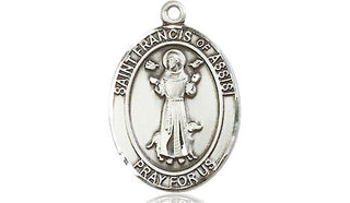 Pewter Saint Francis of Assisi Medal Engraved Catholic Saint Jewelry