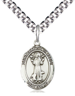 Pewter Saint Francis of Assisi Medal Religious Jewelry Engraved Catholic Saint Jewelry