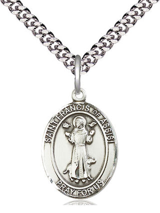 Pewter Saint Francis of Assisi Medal Religious Jewelry Engraved Catholic Saint Jewelry