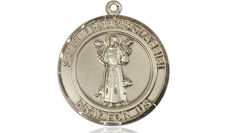 14kt Gold Saint Francis of Assisi Medal Engraved Catholic Saint Jewelry