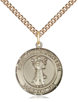 14kt Gold Saint Francis of Assisi Medal Engraved Catholic Saint Jewelry