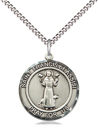 Pewter Saint Francis of Assisi Medal Religious Jewelry Engraved Catholic Saint Jewelry