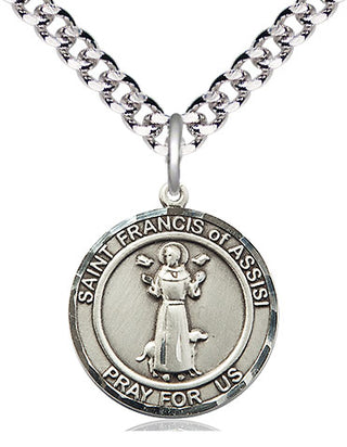 Pewter Saint Francis of Assisi Medal Religious Jewelry Engraved Catholic Saint Jewelry
