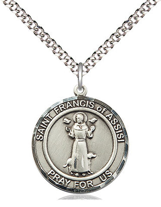 Pewter Saint Francis of Assisi Medal Religious Jewelry Engraved Catholic Saint Jewelry