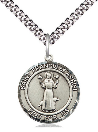 Pewter Saint Francis of Assisi Medal Religious Jewelry Engraved Catholic Saint Jewelry