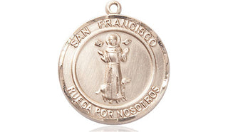 14kt Gold Filled San Francis of Assisi Medal Engraved Catholic Saint Jewelry