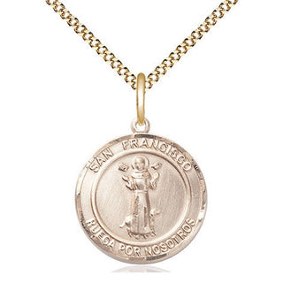 14kt Gold Filled San Francis of Assisi Medal Religious Jewelry Engraved Catholic Saint Jewelry