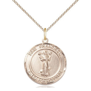 14kt Gold Filled San Francis of Assisi Medal Religious Jewelry Engraved Catholic Saint Jewelry