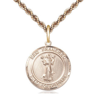 14kt Gold Filled San Francis of Assisi Medal Religious Jewelry Engraved Catholic Saint Jewelry