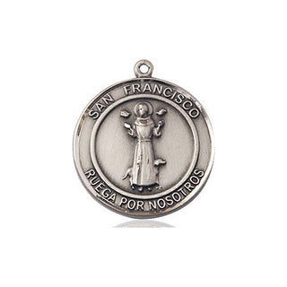 Pewter San Francis of Assisi Medal Engraved Catholic Saint Jewelry